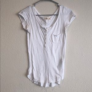 Hollister heathered white button up shirt